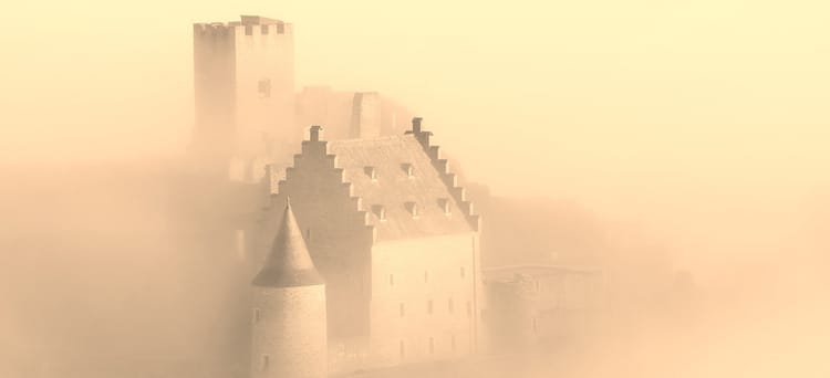 castle in mist or fog