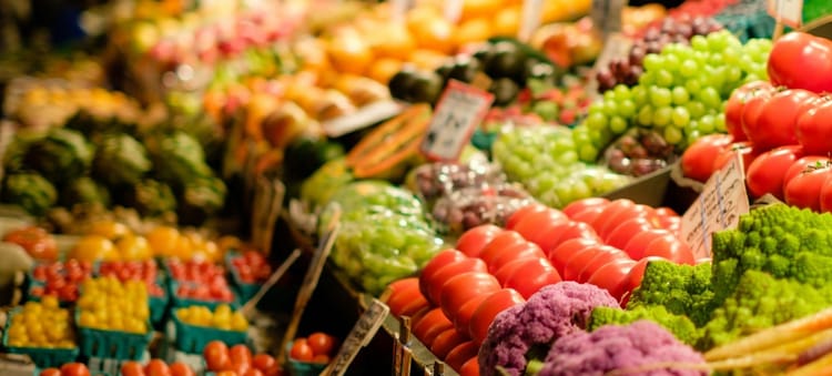 open air market vegetables and fruits