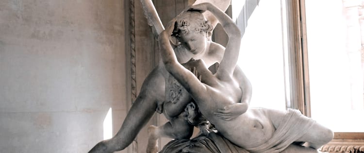 marble sculpture of two figures embracing