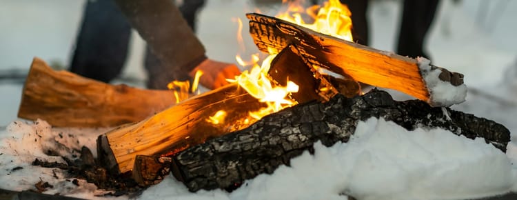 campfire in snow